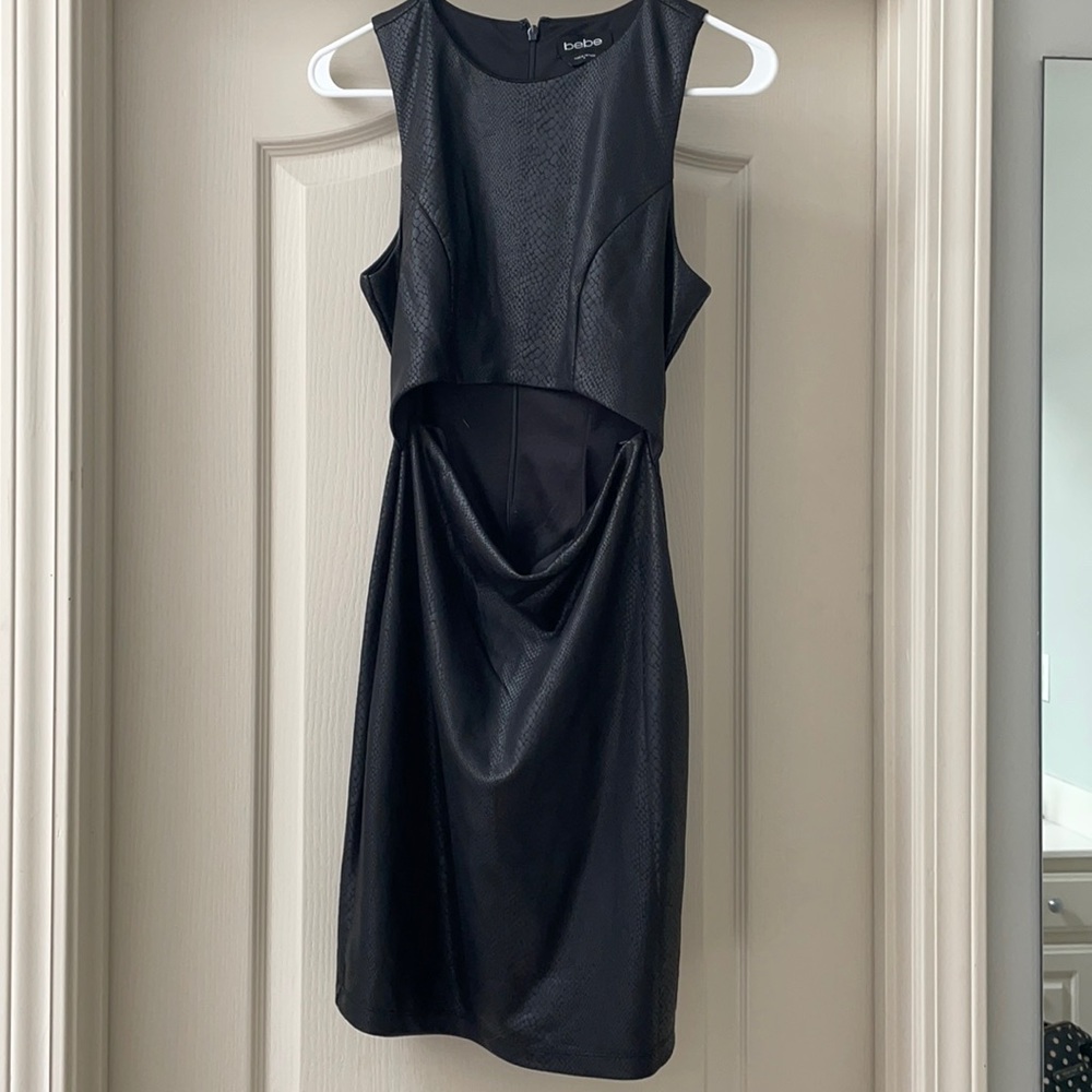 Bebe faux leather cutout bodycon dress
